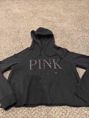 PINK Victoria's Secret Black bling crop hoodie